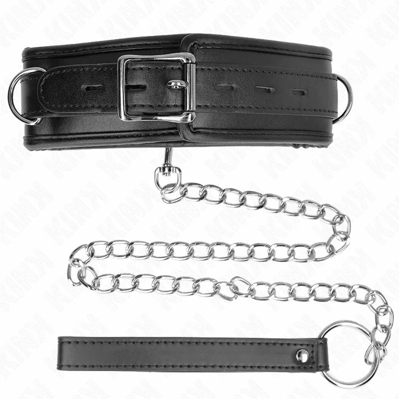 KINK - COLLAR CON CORREA ESPONJA IMITACIÓN CUERO MODELO 3 AJUSTABLE 37-54 CM X 3 CM - Nuvica