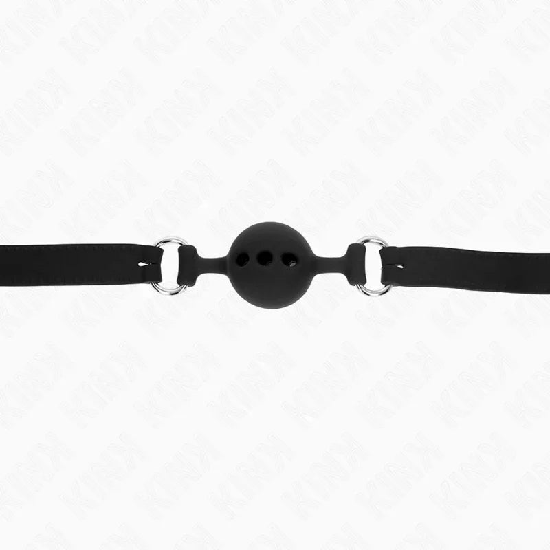 KINK - MORDAZA 55 x 2 CM DE BOLA 4 CM DE SILICONA COMPLETA TALLA S NEGRO AJUSTABLE 35-51 CM - Nuvica
