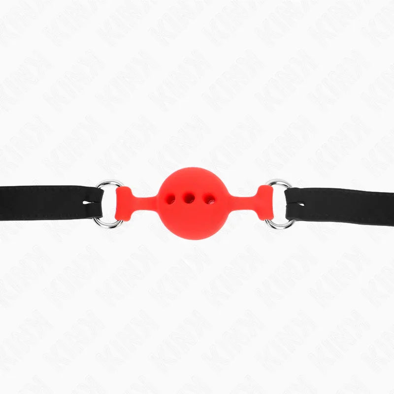 KINK - MORDAZA 55 x 2 CM DE BOLA 4 CM DE SILICONA COMPLETA TALLA S ROJO AJUSTABLE 35-51 CM - Nuvica