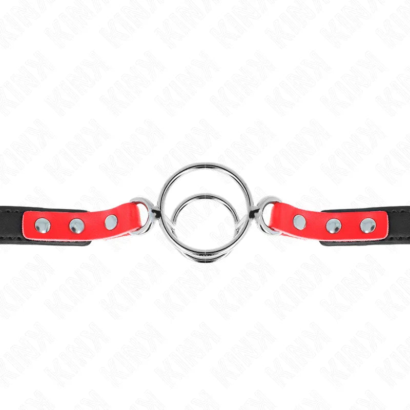 KINK - MORDAZA CON MÚLTIPLES JUNTAS TÓRICAS 4 / 4.8 CM ROJO AJUSTABLE 38 X 56 CM - Nuvica