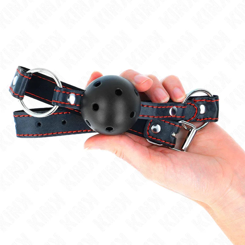 KINK - MORDAZA DE BOLA 4.5 CM NEGRA DURA HUECA MODELO 2 65 x 2.5 CM - Nuvica