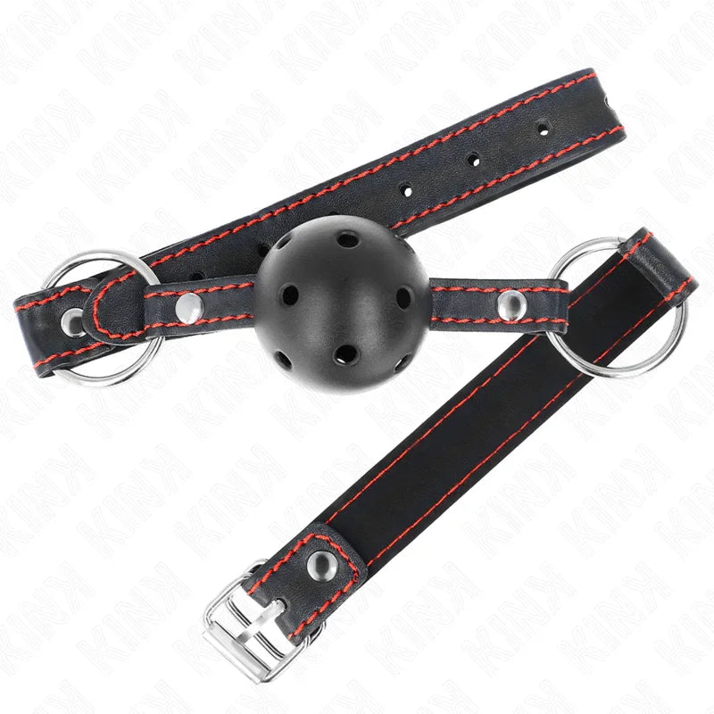 KINK - MORDAZA DE BOLA 4.5 CM NEGRA DURA HUECA MODELO 2 65 x 2.5 CM - Nuvica