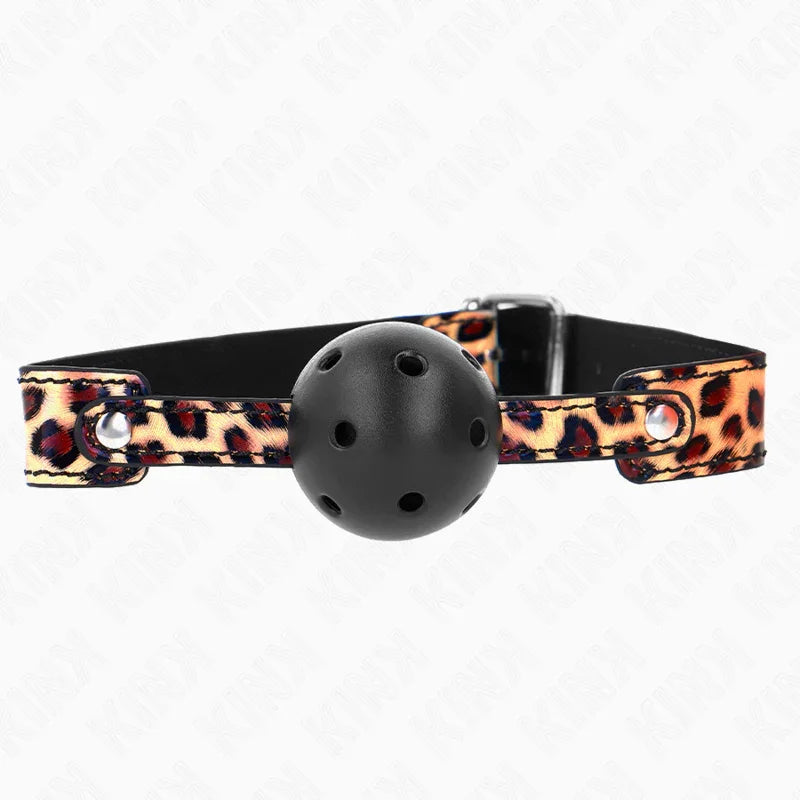 KINK - MORDAZA DE BOLA 4.5 CM TRANSPIRABLE LEOPARDO 65 x 2.5 CM - Nuvica