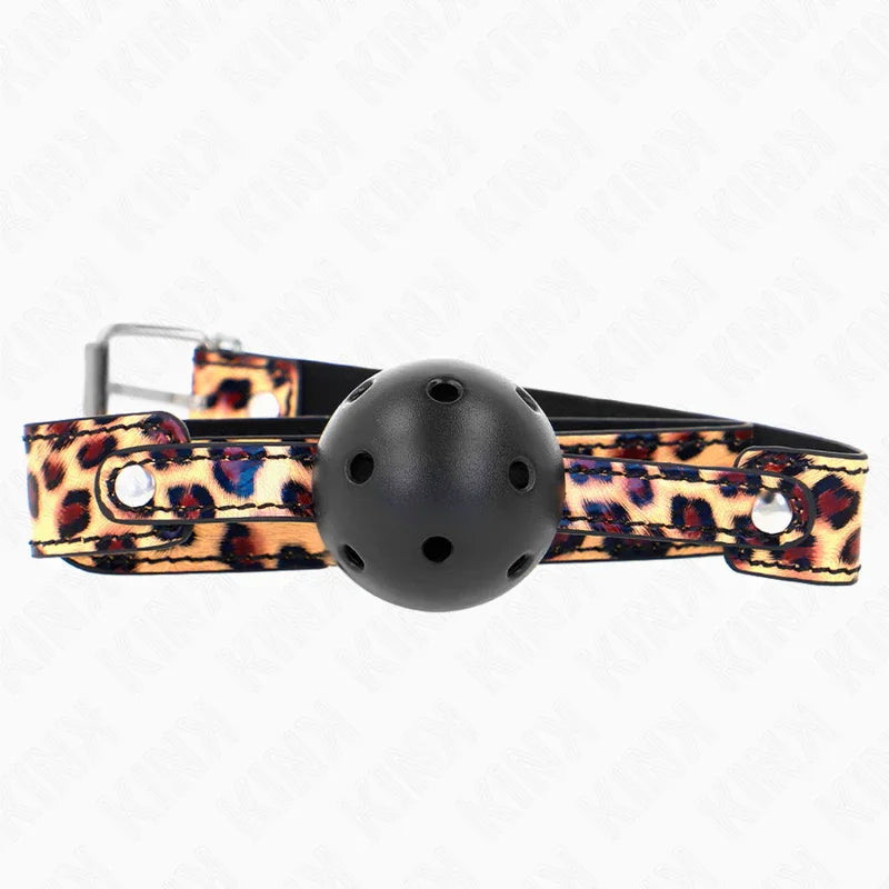 KINK - MORDAZA DE BOLA 4.5 CM TRANSPIRABLE LEOPARDO 65 x 2.5 CM - Nuvica