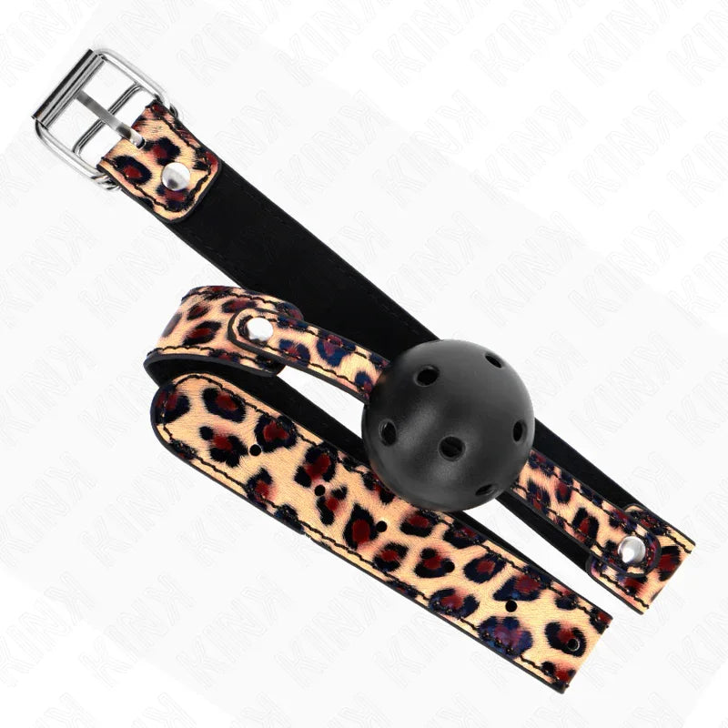KINK - MORDAZA DE BOLA 4.5 CM TRANSPIRABLE LEOPARDO 65 x 2.5 CM - Nuvica