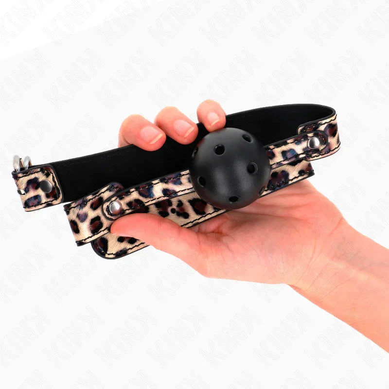 KINK - MORDAZA DE BOLA 4.5 CM TRANSPIRABLE LEOPARDO 65 x 2.5 CM - Nuvica