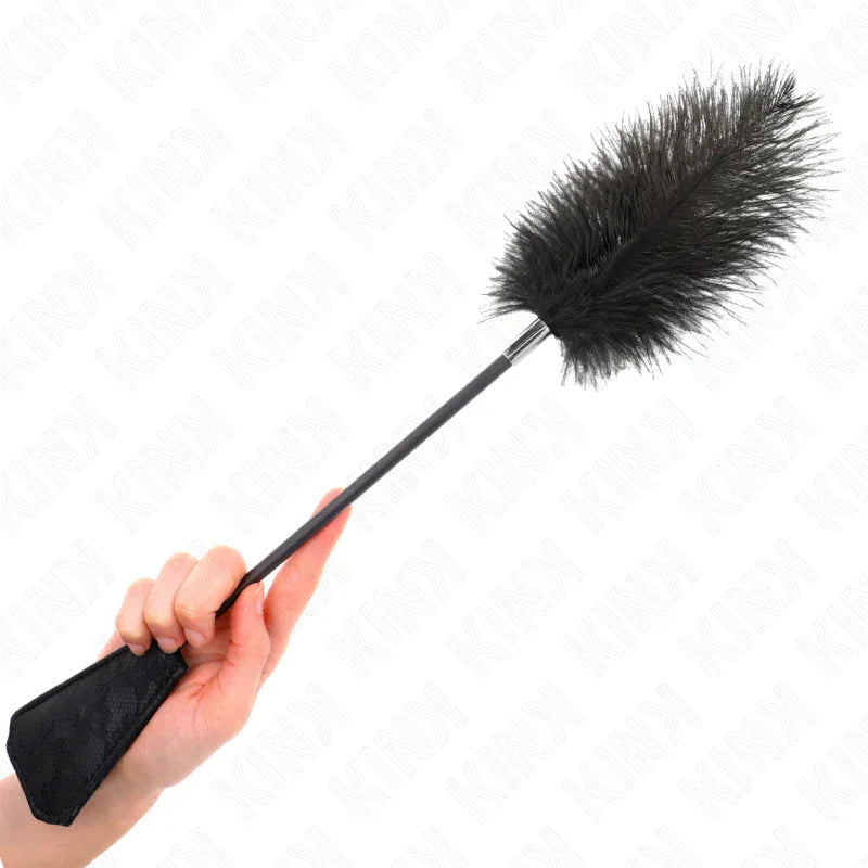 KINK - PLUMAS DE AVESTRUZ PARA COSQUILLAS CON PALETA DE ENCAJE 56 CM - Nuvica