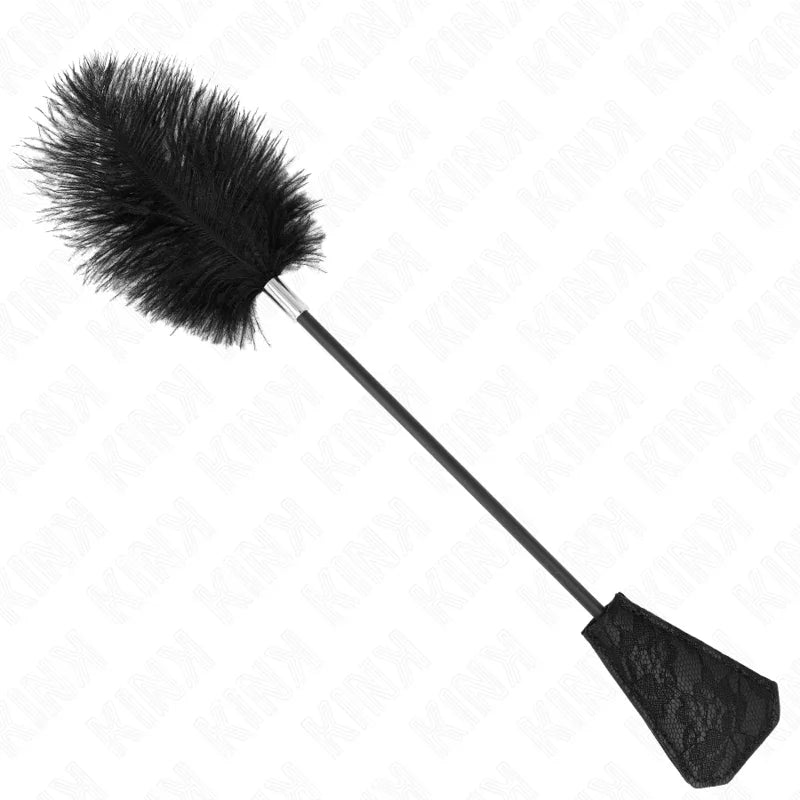 KINK - PLUMAS DE AVESTRUZ PARA COSQUILLAS CON PALETA DE ENCAJE 56 CM - Nuvica
