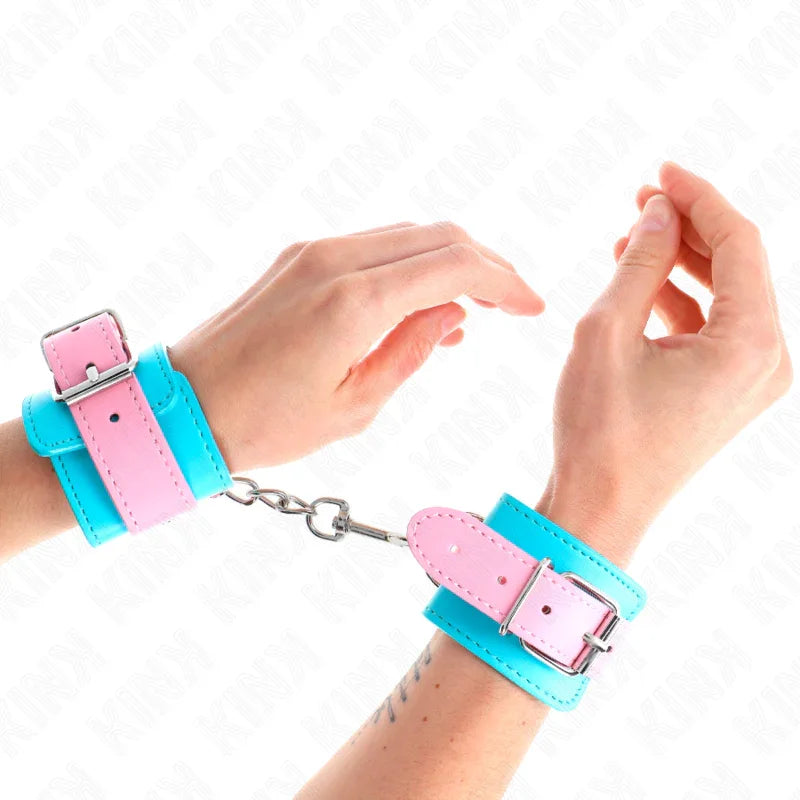 KINK - MUÑEQUERAS CHIC AZUL / ROSA AJUSTABLE 16-28 CM X 5 CM - Nuvica