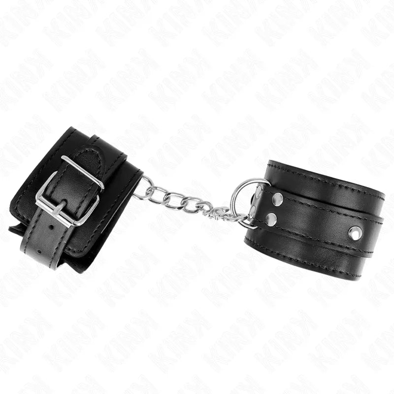 KINK - MUÑEQUERAS CON 3 ANILLAS EN D AJUSTABLE NEGRO 17.5-25 CM X 6 CM - Nuvica