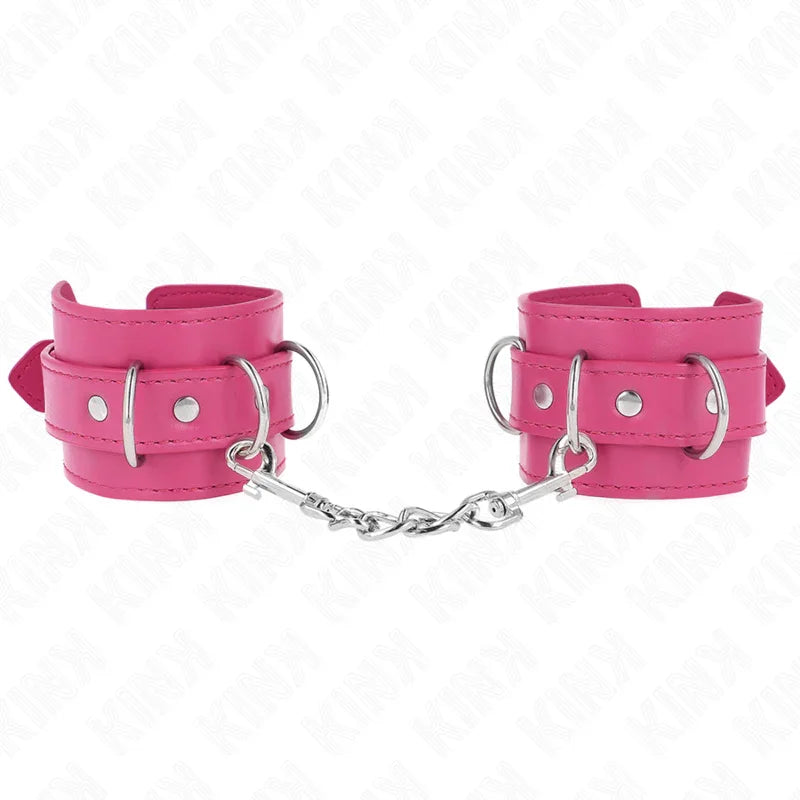 KINK - MUÑEQUERAS CON 3 ANILLAS EN D AJUSTABLE ROSA 17.5-25 CM X 6 CM - Nuvica