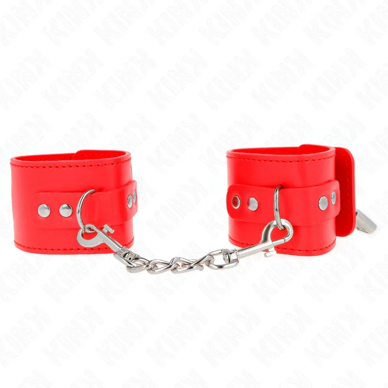 KINK - MUÑEQUERAS CON CIERRE CANDADO ROJO AJUSTABLE 16-23 CM X 5.5 CM - Nuvica