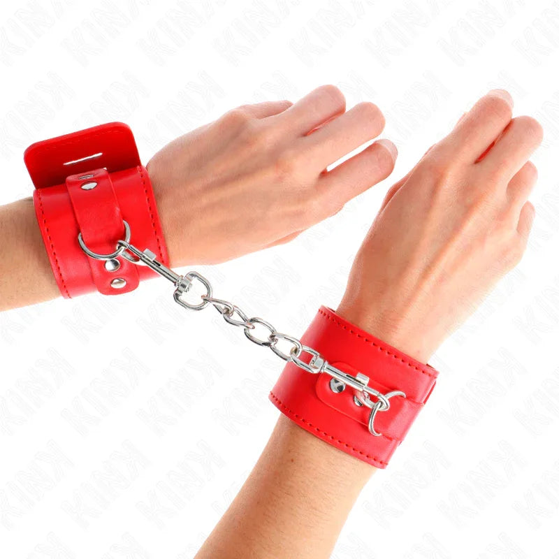 KINK - MUÑEQUERAS CON CIERRE CANDADO ROJO AJUSTABLE 16-23 CM X 5.5 CM - Nuvica
