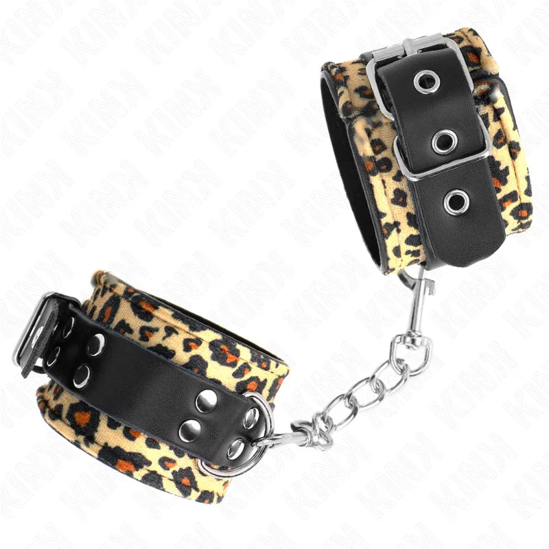 KINK - MUÑEQUERAS DE CUERO ESTILO LEOPARDO AJUSTABLE 18-29 CM X 5.5 CM - Nuvica