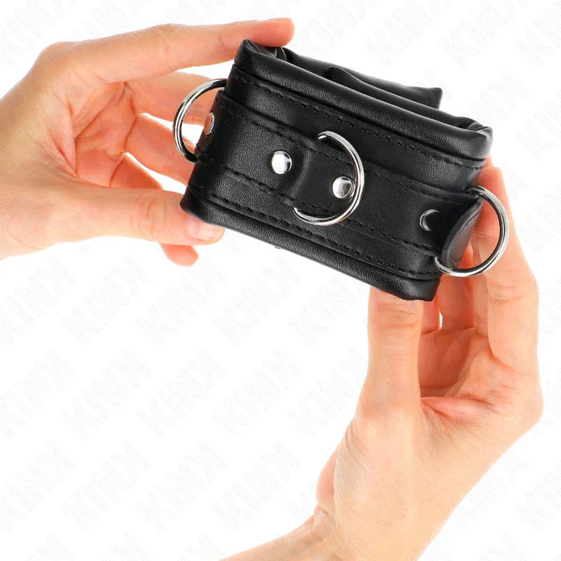 KINK - MUÑEQUERAS ESTILO HEAVY FORRO NEGRO AJUSTABLE 20-30 CM X 6 CM - Nuvica