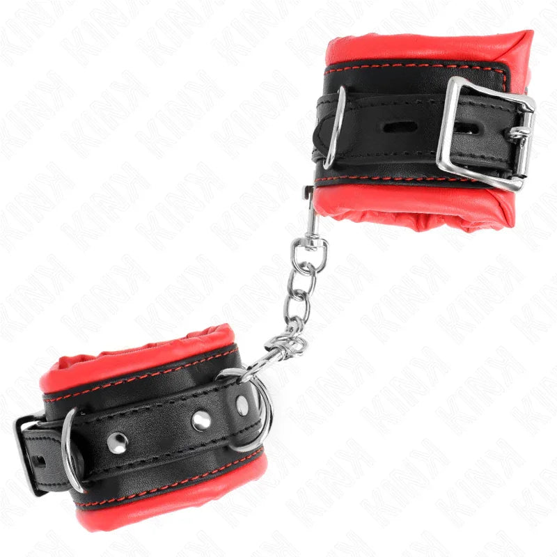 KINK - MUÑEQUERAS ESTILO HEAVY FORRO ROJO AJUSTABLE 20-30 CM X 6 CM - Nuvica