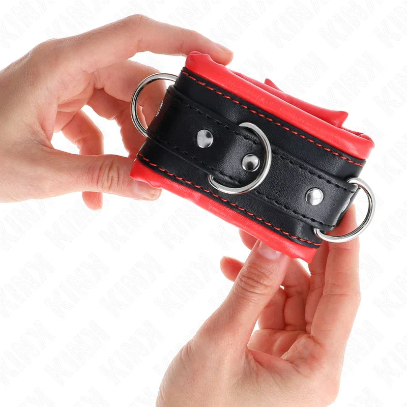 KINK - MUÑEQUERAS ESTILO HEAVY FORRO ROJO AJUSTABLE 20-30 CM X 6 CM - Nuvica