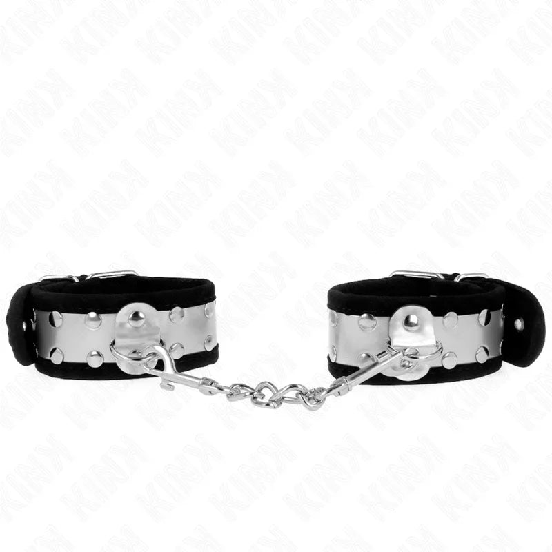 KINK - MUÑEQUERAS FINAS NEGRO / PLATEADO 30 X 4 CM - Nuvica