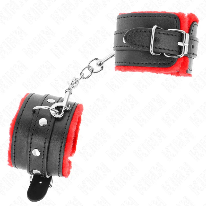 KINK - MUÑEQUERAS FORRADAS PREMIUM ROJO CON CORREA NEGRO AJUSTABLE 17-29 CM X 6 CM - Nuvica
