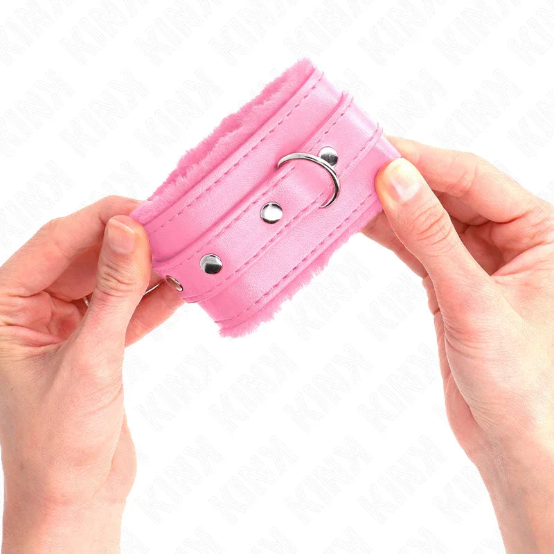 KINK - MUÑEQUERAS FORRADAS PREMIUM ROSA CON CORREA ROSA AJUSTABLE 17-29 CM X 6 CM - Nuvica