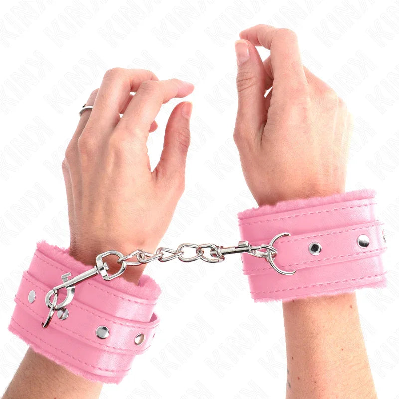 KINK - MUÑEQUERAS FORRADAS PREMIUM ROSA CON CORREA ROSA AJUSTABLE 17-29 CM X 6 CM - Nuvica