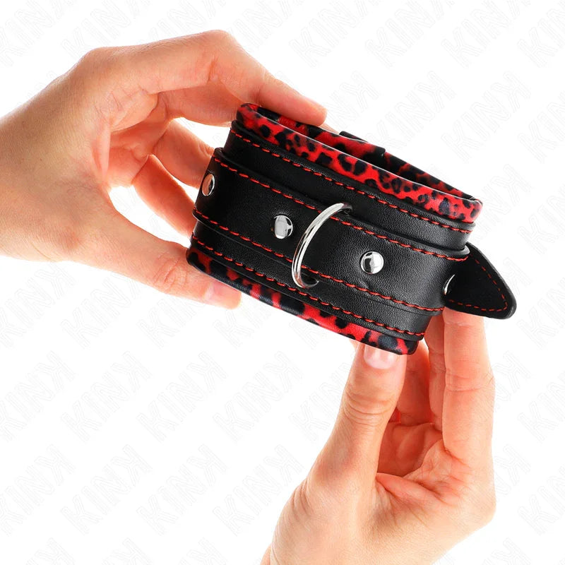 KINK - MUÑEQUERAS FORRADAS ROJO / NEGRO AJUSTABLE 17-29 CM X 6 CM - Nuvica