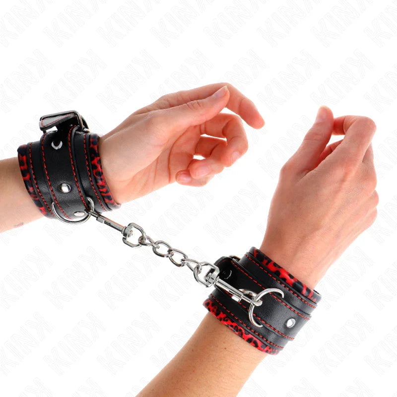 KINK - MUÑEQUERAS FORRADAS ROJO / NEGRO AJUSTABLE 17-29 CM X 6 CM - Nuvica