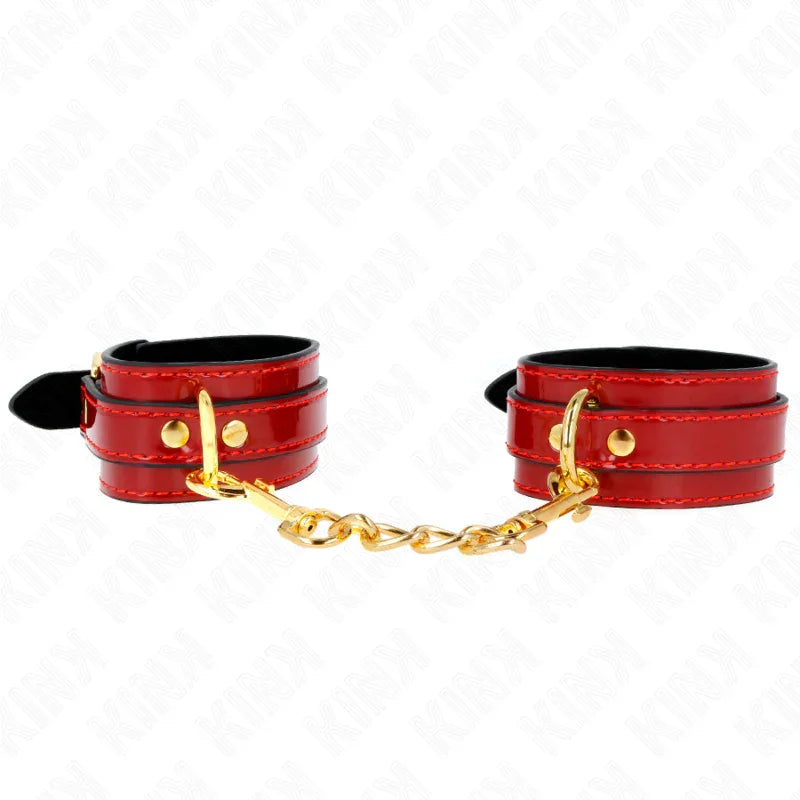 KINK - MUÑEQUERAS JOANNA ANGEL ROJO AJUSTABLE CON CADENA DORADO 16.5-26 CM X 4 CM - Nuvica