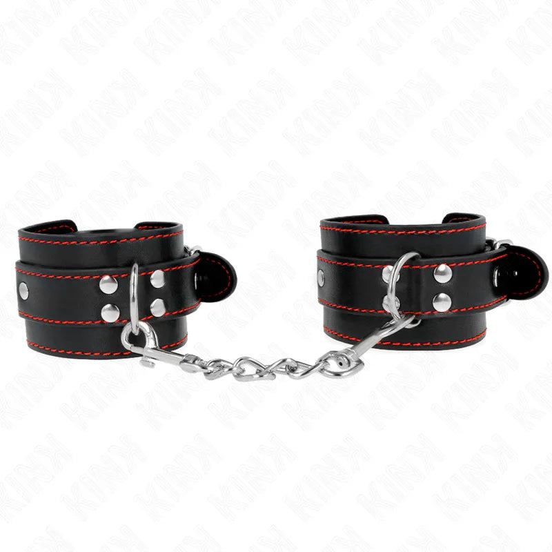 KINK - MUÑEQUERAS NEGRO CON DETALLES EN ROJO AJUSTABLE 20-28 CM X 5.5 CM - Nuvica
