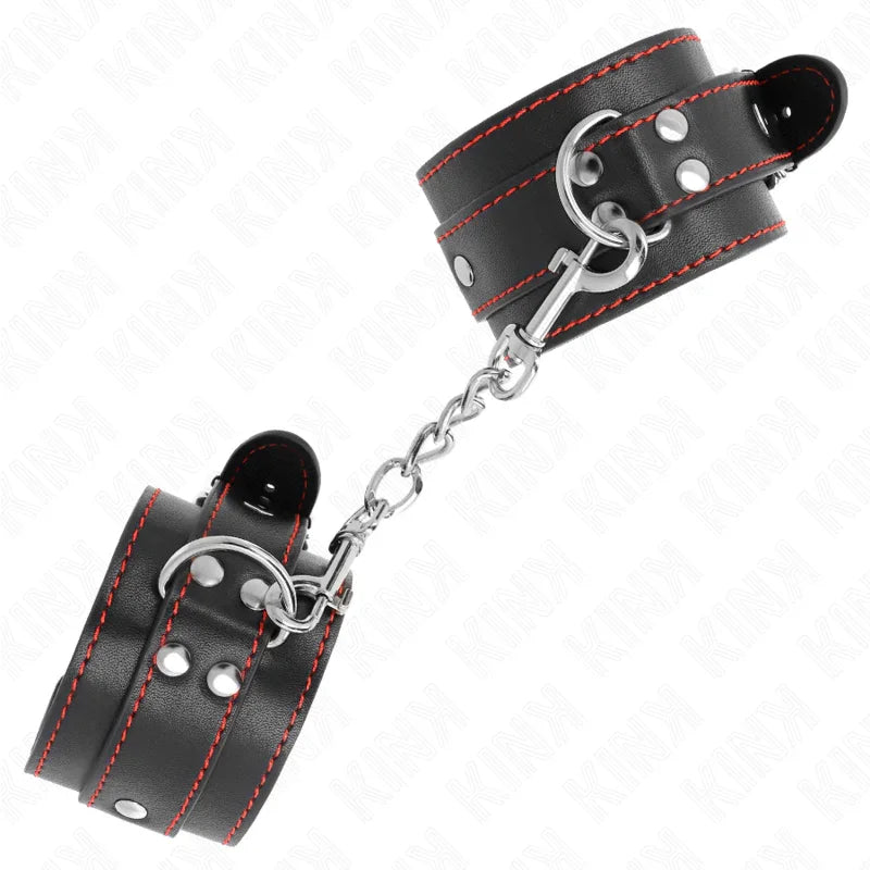 KINK - MUÑEQUERAS NEGRO CON DETALLES EN ROJO AJUSTABLE 20-28 CM X 5.5 CM - Nuvica