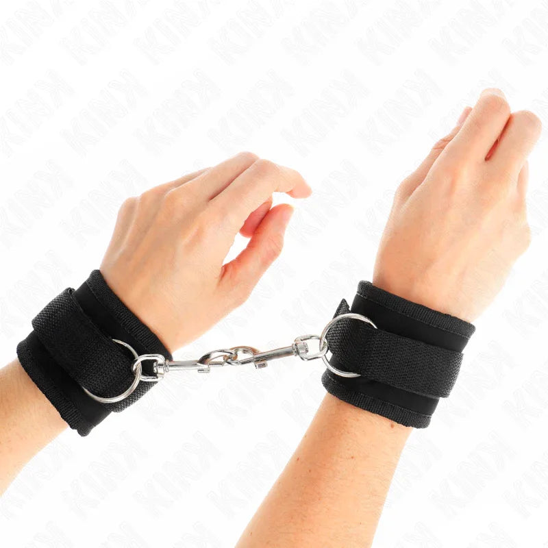 KINK - MUÑEQUERAS NYLON NEGRO MODELO 2 AJUSTABLE 18-35 CM X 6 CM - Nuvica
