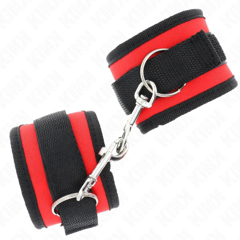 KINK - MUÑEQUERAS NYLON ROJO-NEGRO MODELO 2 AJUSTABLE 18-35 CM X 6 CM - Nuvica