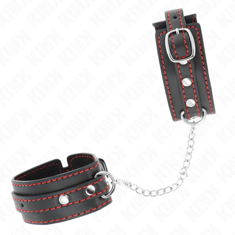 KINK - MUÑEQUERAS PEQUEÑA NEGRO CON DETALLES EN ROJO AJUSTABLE 14-24 CM X 3.5 CM - Nuvica