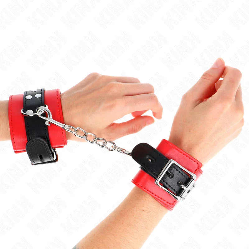 KINK - MUÑEQUERAS ROJO CON CORREA NEGRO AJUSTABLE 17-28 CM X 6 CM - Nuvica