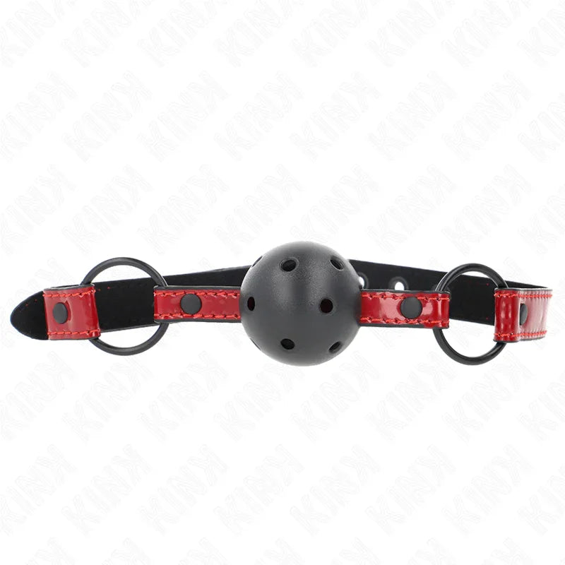 KINK - MORDAZA DE BOLA 4.5 CM DE POLIPIEL BRILLANTE 63.5 X 2 CM AJUSTABLE 41 X 59 CM - Nuvica