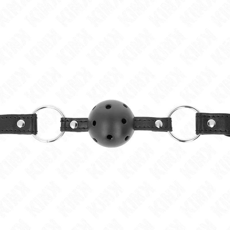 KINK - MORDAZA DE BOLA 4.5 CM NEGRA DURA HUECA MODELO 1 63.5 X 2 CM - Nuvica