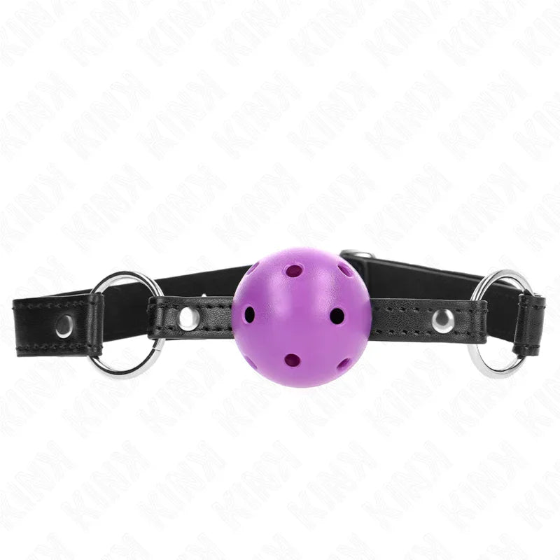 KINK - MORDAZA DE BOLA 4.5 CM MORADO DURA HUECA 63.5 X 2 CM - Nuvica