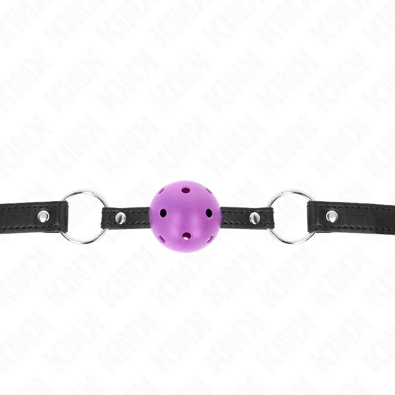 KINK - MORDAZA DE BOLA 4.5 CM MORADO DURA HUECA 63.5 X 2 CM - Nuvica