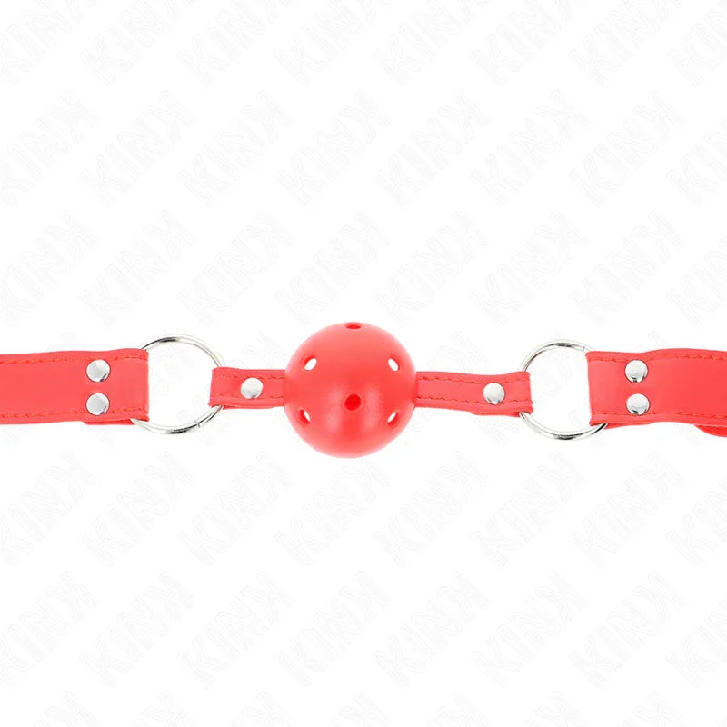 KINK - MORDAZA DE BOLA 4.5 CM DURA HUECA ROJO COMPLETA 62 x 2 CM - Nuvica