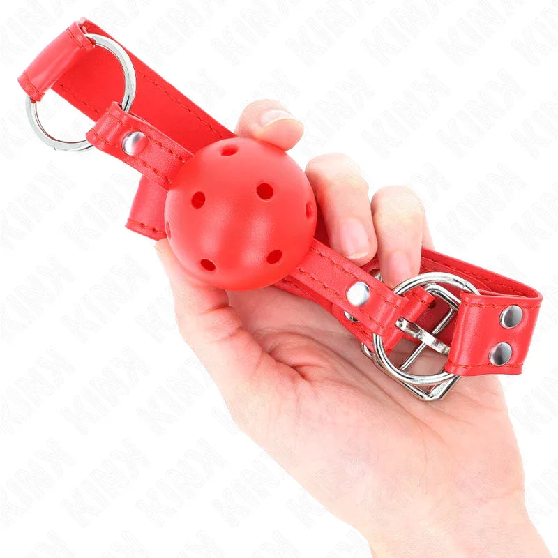 KINK - MORDAZA DE BOLA 4.5 CM DURA HUECA ROJO COMPLETA 62 x 2 CM - Nuvica