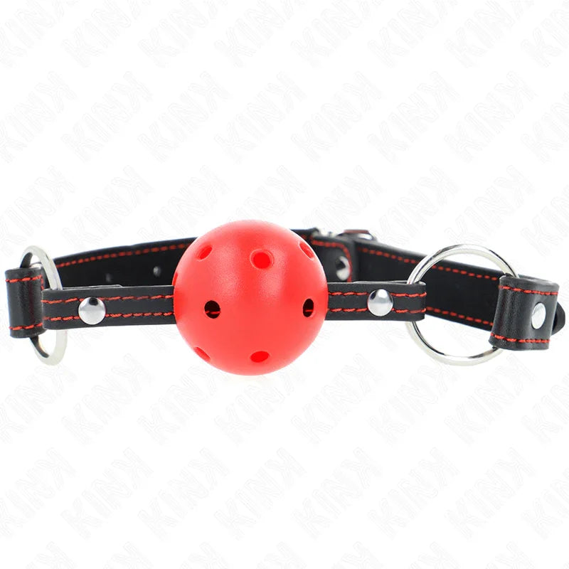 KINK - MORDAZA DE BOLA 4.5 CM ROJA DURA HUECA MODELO 2 65 x 2.5 CM - Nuvica
