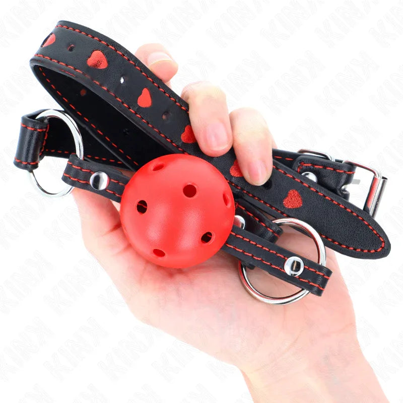 KINK - MORDAZA DE BOLA 4.5 CM ROJA DURA HUECA MODELO 2 65 x 2.5 CM - Nuvica