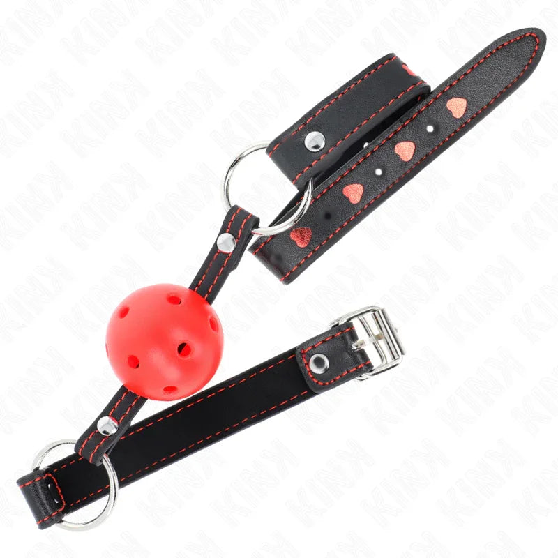 KINK - MORDAZA DE BOLA 4.5 CM ROJA DURA HUECA MODELO 2 65 x 2.5 CM - Nuvica