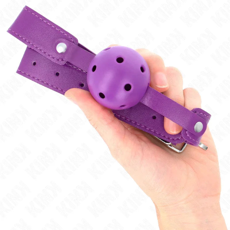 KINK - MORDAZA DE BOLA 4.5 CM TRANSPIRABLE MORADO 65 x 2.5 CM - Nuvica