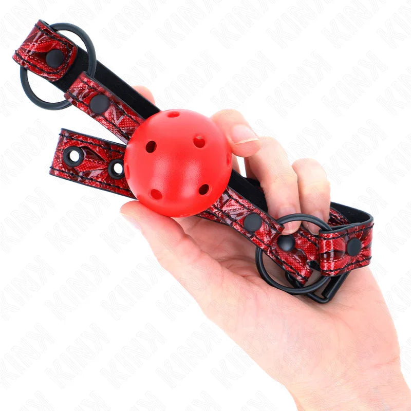 KINK - MORDAZA DE BOLA 4.5 CM CON PATRÓN DE DIAMANTE MODELO 1 64.5 CM AJUSTABLE 42- 60 CM - Nuvica
