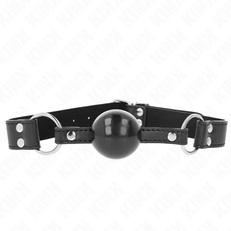 KINK - MORDAZA DE BOLA 4 CM SUAVE Y SÓLIDA CON CORREA DE POLIPIEL 62 x 2.5 CM AJUSTABLE 42-58 CM - Nuvica
