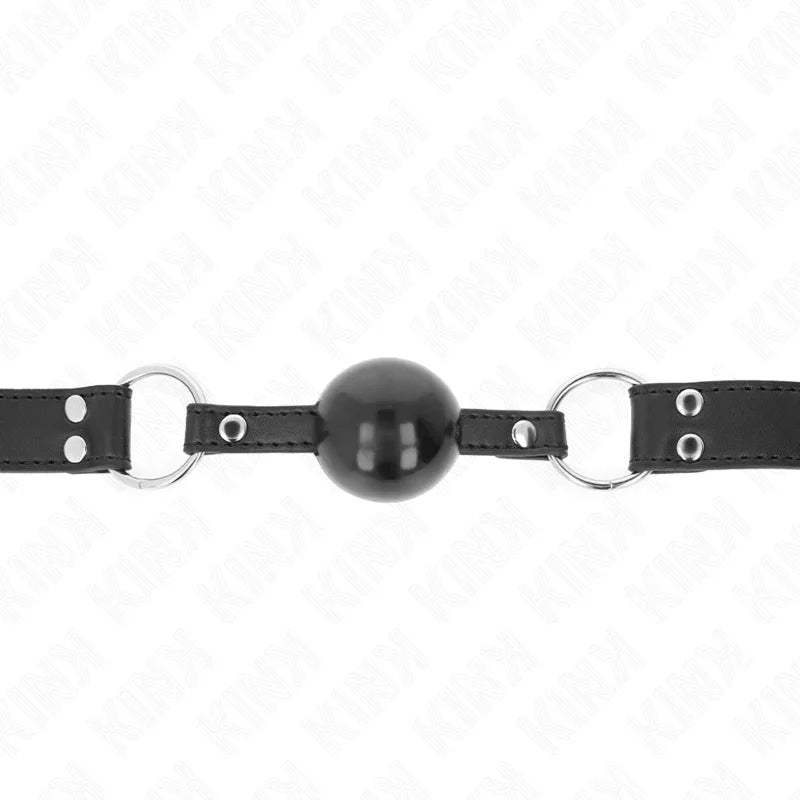KINK - MORDAZA DE BOLA 4 CM SUAVE Y SÓLIDA CON CORREA DE POLIPIEL 62 x 2.5 CM AJUSTABLE 42-58 CM - Nuvica