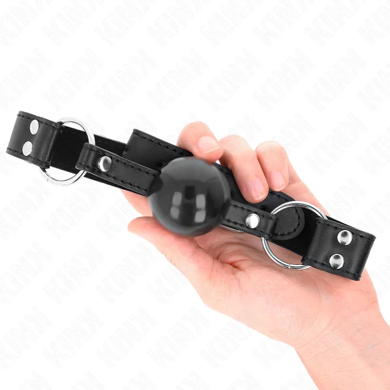 KINK - MORDAZA DE BOLA 4 CM SUAVE Y SÓLIDA CON CORREA DE POLIPIEL 62 x 2.5 CM AJUSTABLE 42-58 CM - Nuvica