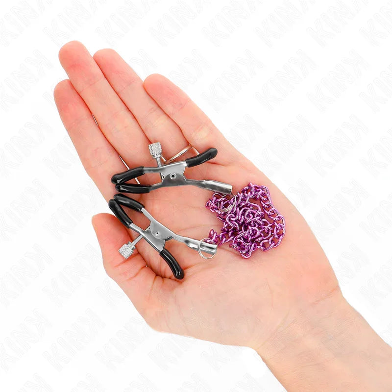 KINK - PINZAS PARA PEZONES CON CADENA VIOLETA 30 CM - Nuvica