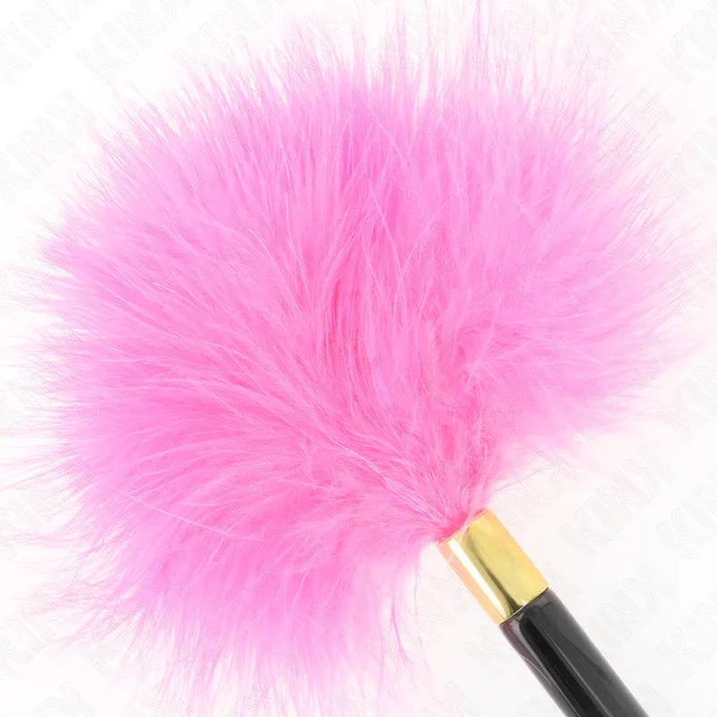 KINK - PLUMAS PARA COSQUILLAS METAL DORADO FUCSIA 18 CM - Nuvica